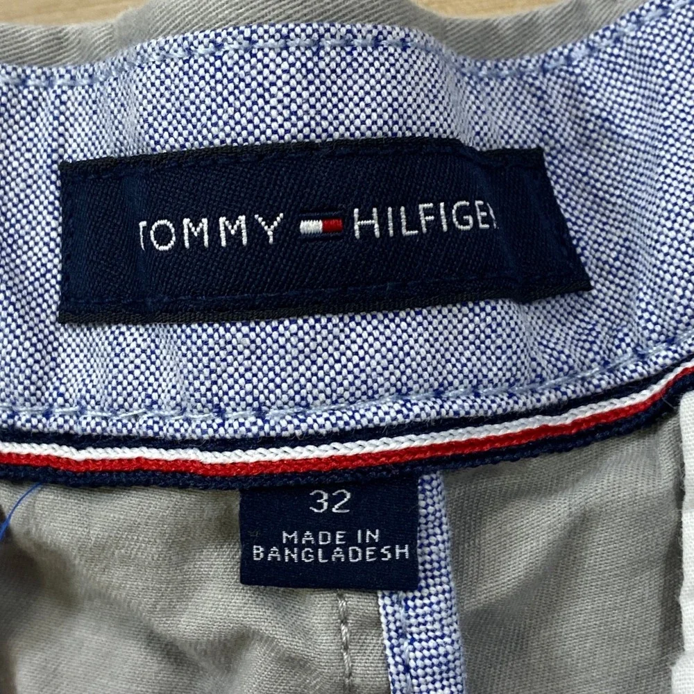 Tommy Hilfiger Chino Shorts Mens 32 Classic Stretch Cotton Flat Front Grey Prep